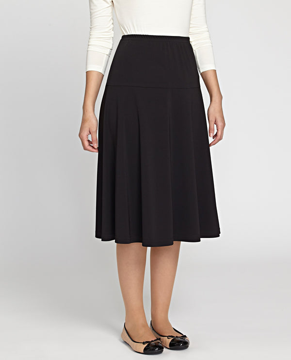 27" Lined Matte Jersey Flare Skirt Black