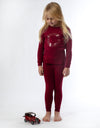 Kids Pima Cotton Circle Legging Playwear Set Burgundy