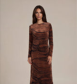 Mocha Swirl Print Maxi Dress
