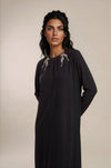 Black Crystal Bow Shoulder Maxi Dress