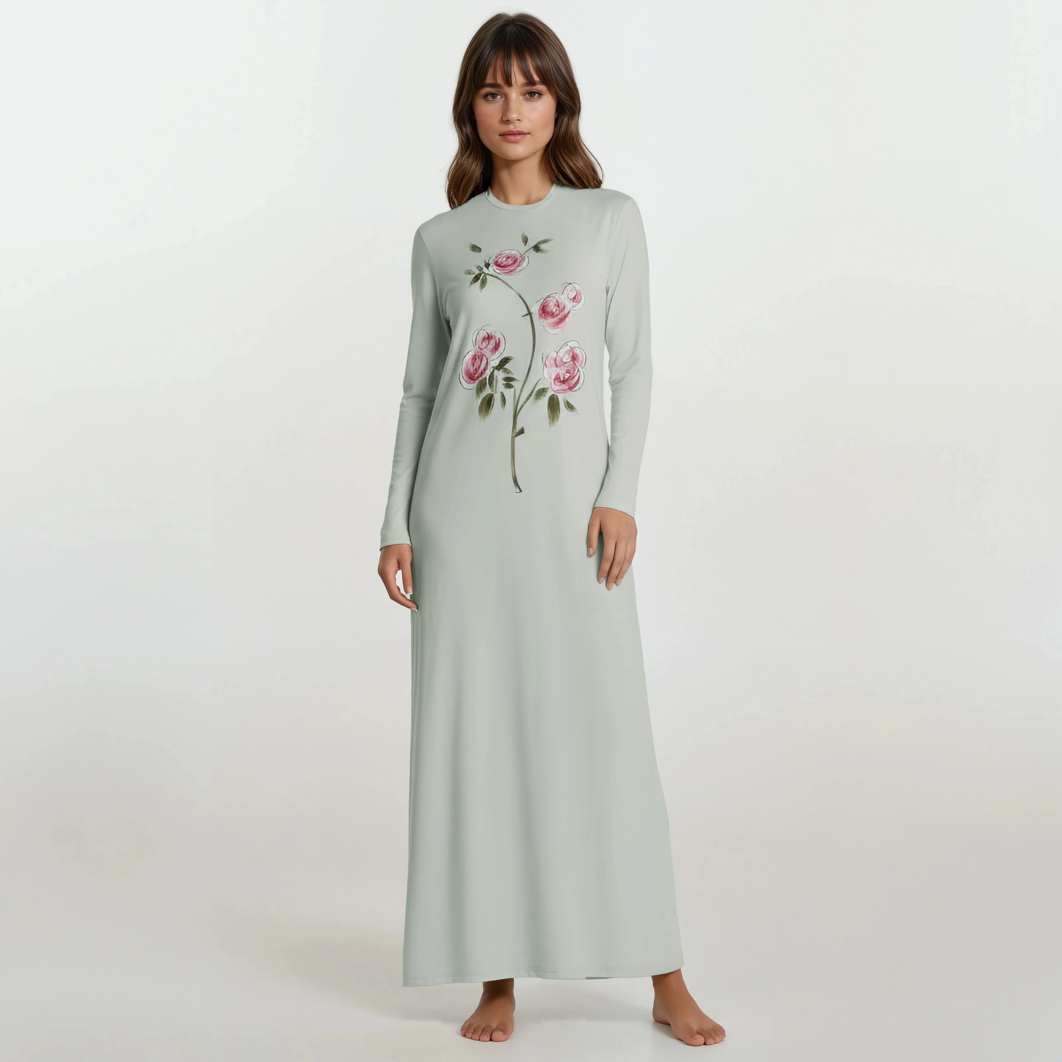 Green Floral Nightgown