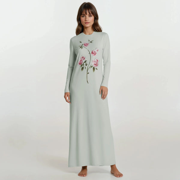 Green Floral Nightgown