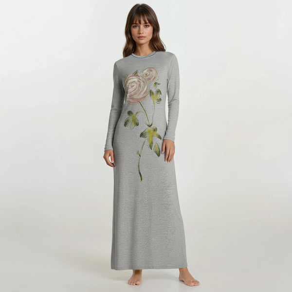 Floral Pull-On Nightgown – Elegant Comfort with Artistic Charm