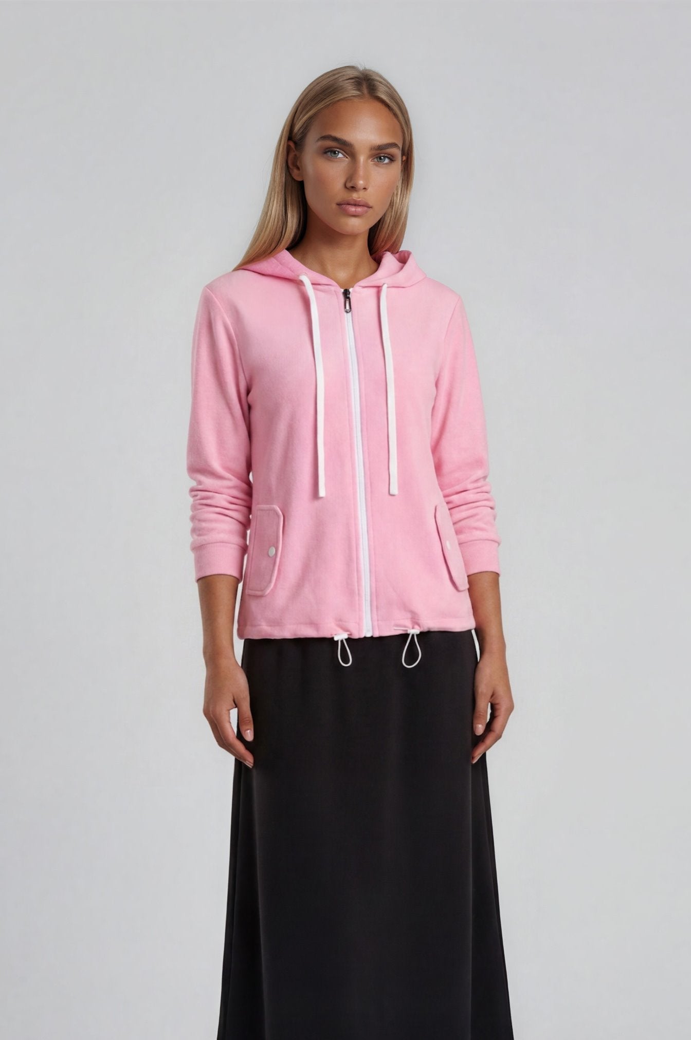 Pink Terry Zip Hoodie