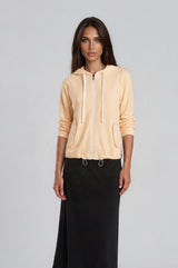 Beige Terry Zip Hoodie