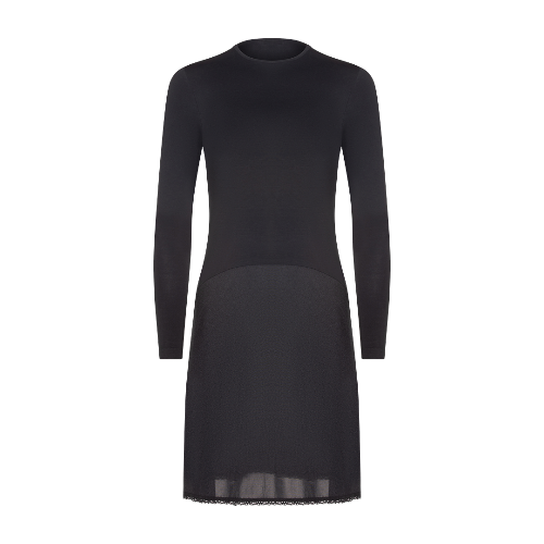 FK312 - long sleeve shell slip, with adjust-a-neck-Full Slips-Black-41"-30-Gemsli Intimates