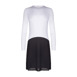 FK312 - long sleeve shell slip, with adjust-a-neck-Full Slips-White/Black-45"-30-Gemsli Intimates