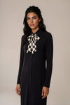 Black Checkered Bow Collar Maxi Dress