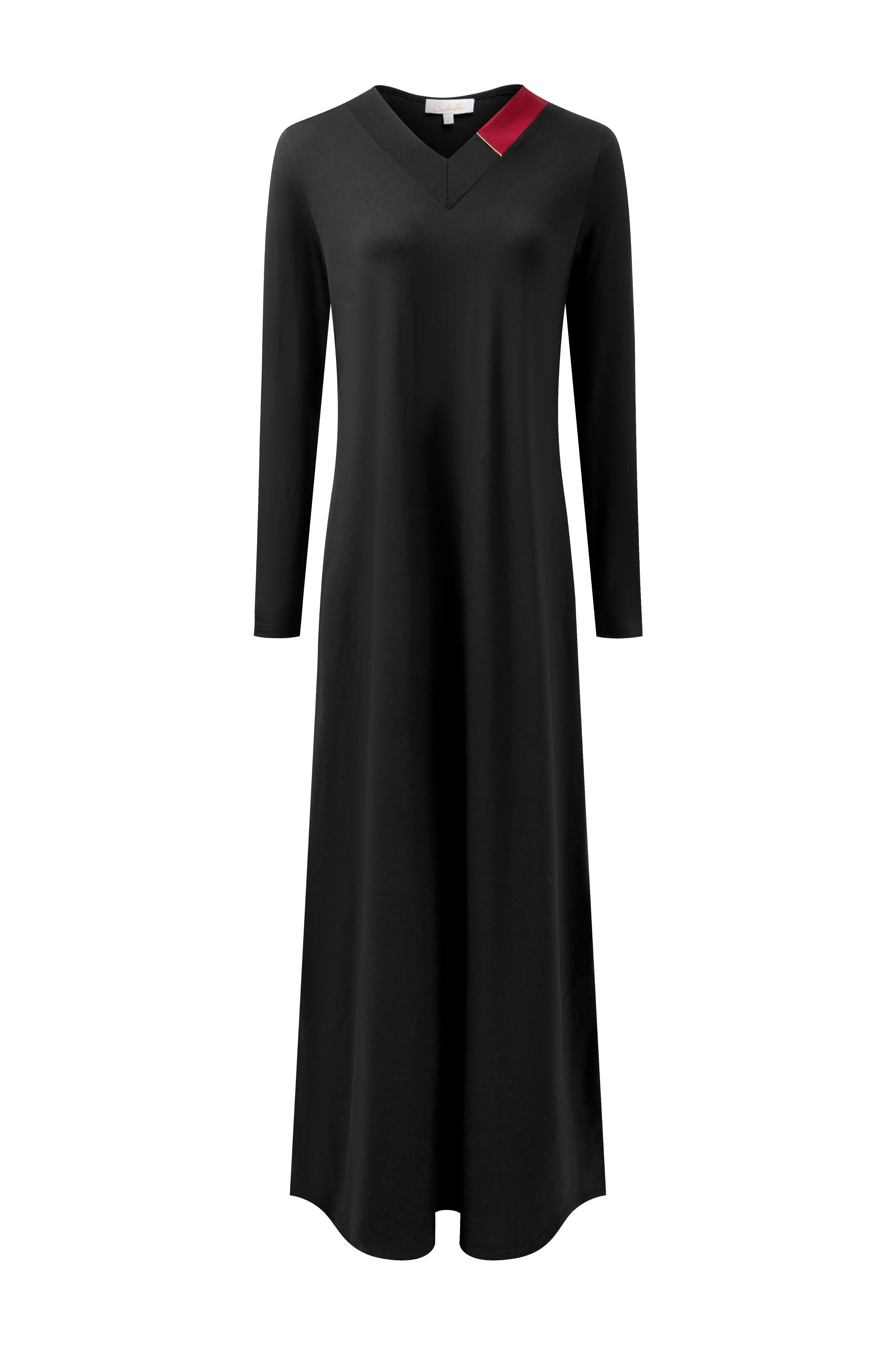 Color Block V-Neck Nightgown Black