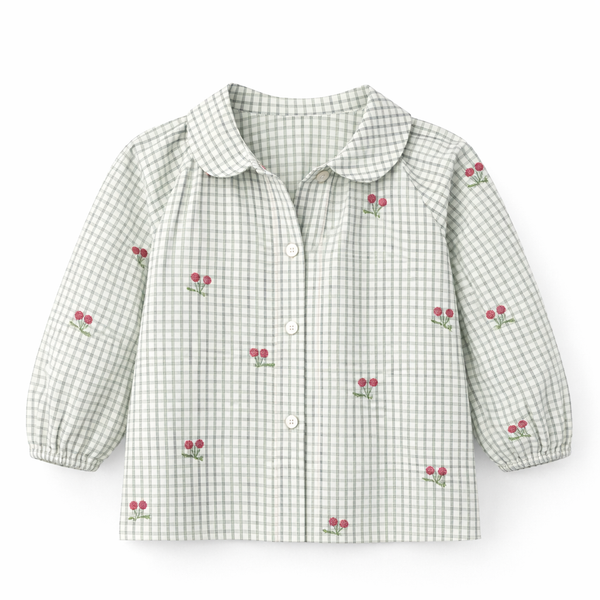 Pointy Collar Print Blouse