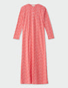 Cotton Button Front Organic Print Nightgown Bright Scarlet