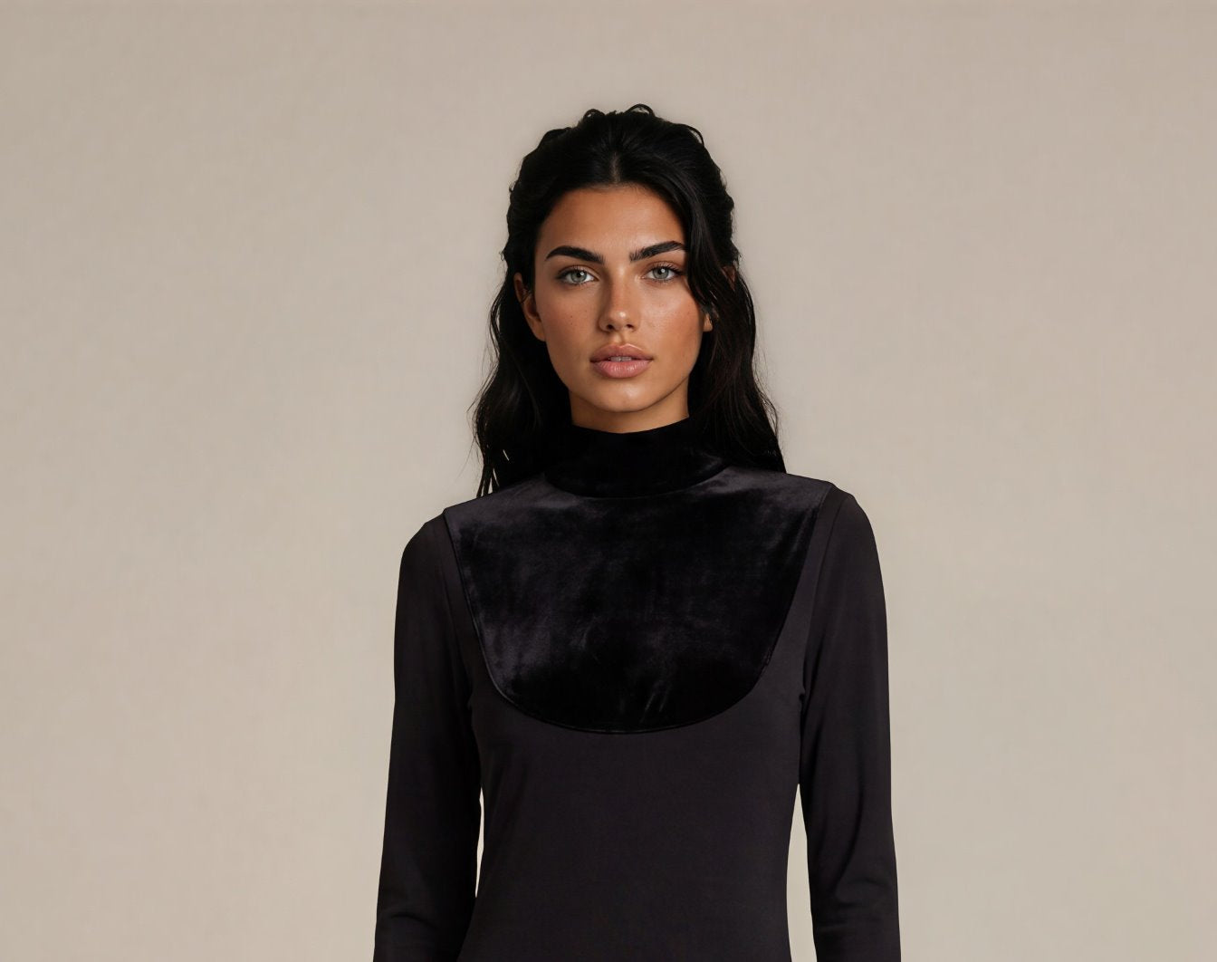 Black Velvet Satin Belt Maxi Dress