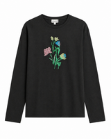 Black Wildflower Sketch Top