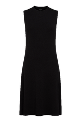 Black sleeveless dress on a white background
