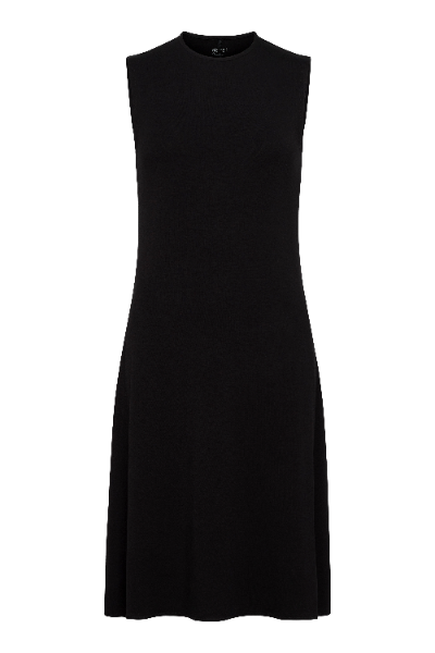 Black sleeveless dress on a white background