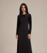 Black Velvet Bow Detail Maxi Dress