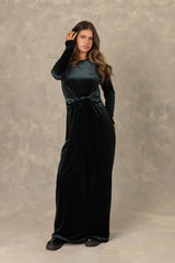 Hunter Velvet Front Knot Maxi Dress