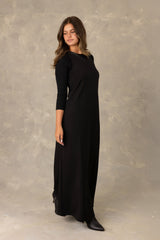 Black Contrast V-Neck Maxi Jumper