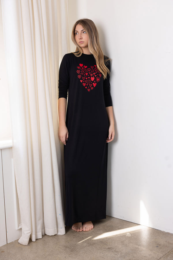 Heart Garden Black Nightgown
