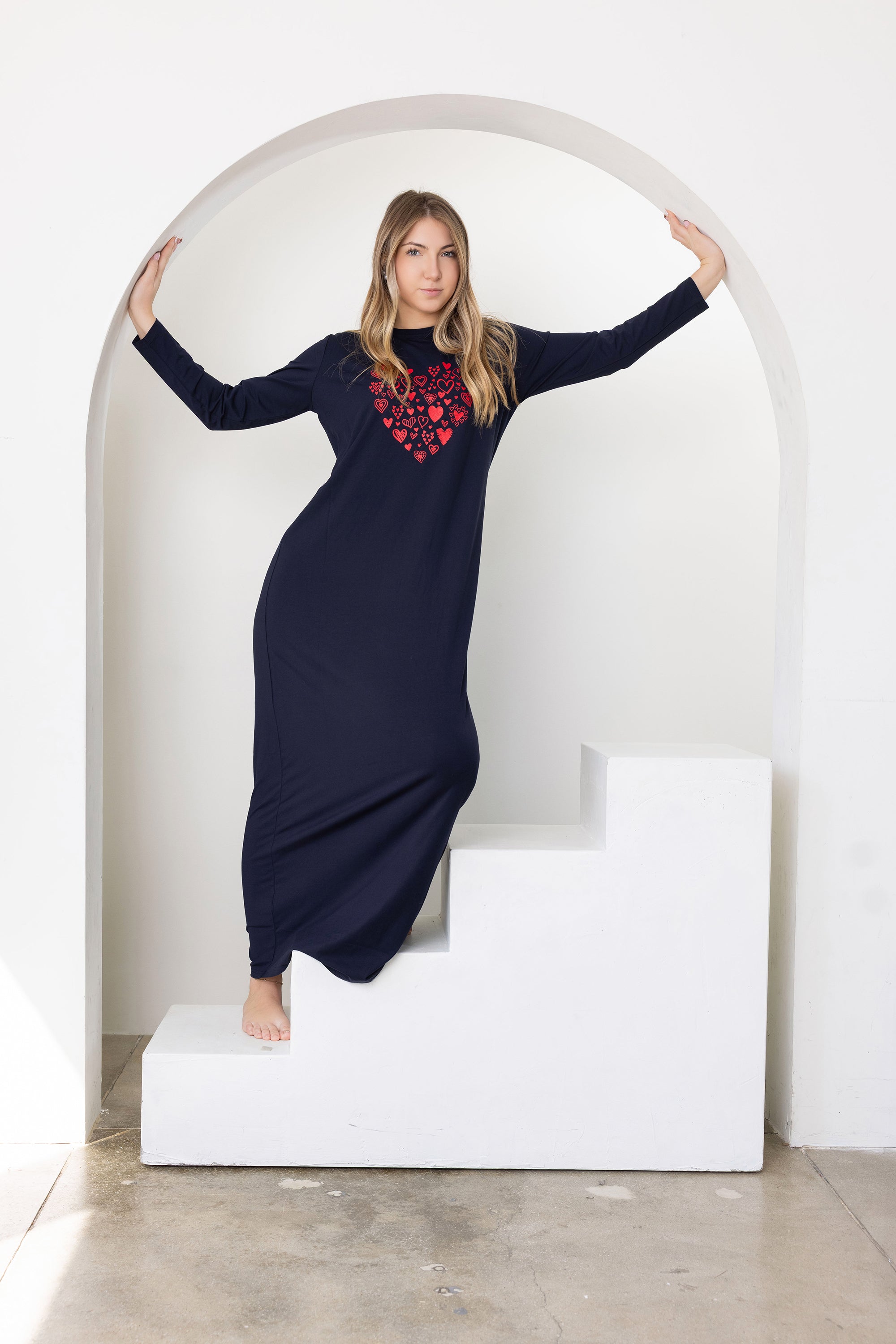 Heart Garden Navy Nightgown