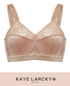 Abergele-Kaye Larcky 71140/4003 3X Size-Reduction Minimizer Smooth Satin Fabric+Lace Flattened Shaping Wide Supportive Elastic Straps