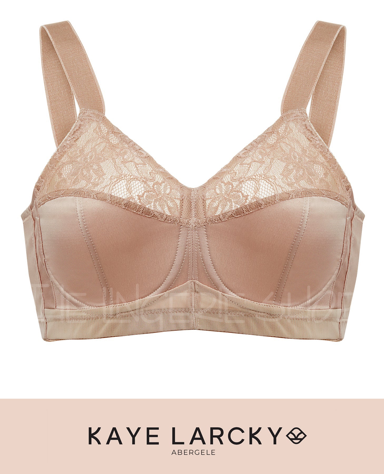 Abergele-Kaye Larcky 71140/4003 3X Size-Reduction Minimizer Smooth Satin Fabric+Lace Flattened Shaping Wide Supportive Elastic Straps