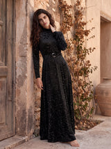 KAIA Black Mist Belted Maxi Dress