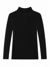 Black ribbed mock turtleneck sweater for toddlers, kids and preteens.