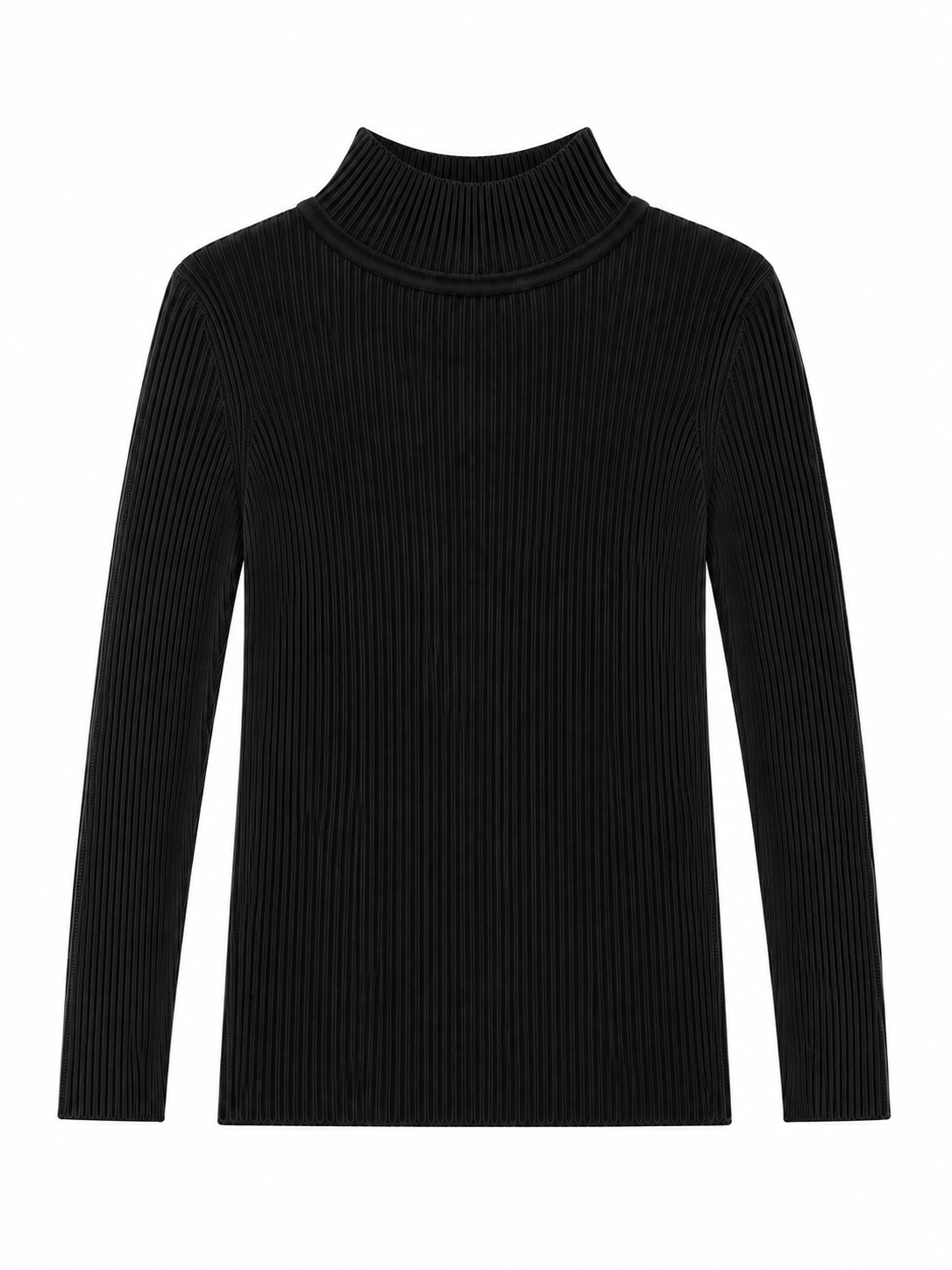 Black ribbed mock turtleneck sweater for toddlers, kids and preteens.