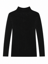 Black ribbed mock turtleneck sweater for toddlers, kids and preteens.