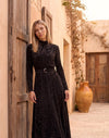 KAIA Black Mist Belted Maxi Dress