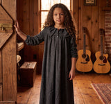 Black Tweed Ruffle Collar Maxi Dress