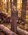 Teen Brown Suede Cardigan Maxi 2 PC Set