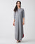 Contrast Tipped Nightgown with Shirt Tail Hem Heather Gray with Red