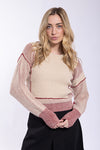 Ribbed Knit Sweater With Contrast Sleeves And Hem