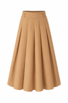 33" Camel Pleated Midi Skirt