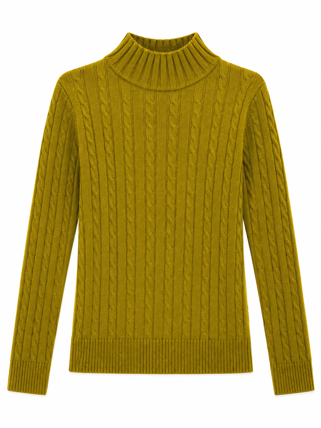 Gold Cable Knit Turtleneck Sweater
