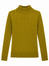 Gold Cable Knit Turtleneck Sweater