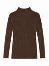 Brown ribbed mock turtleneck sweater for toddlers, kids and preteens.
