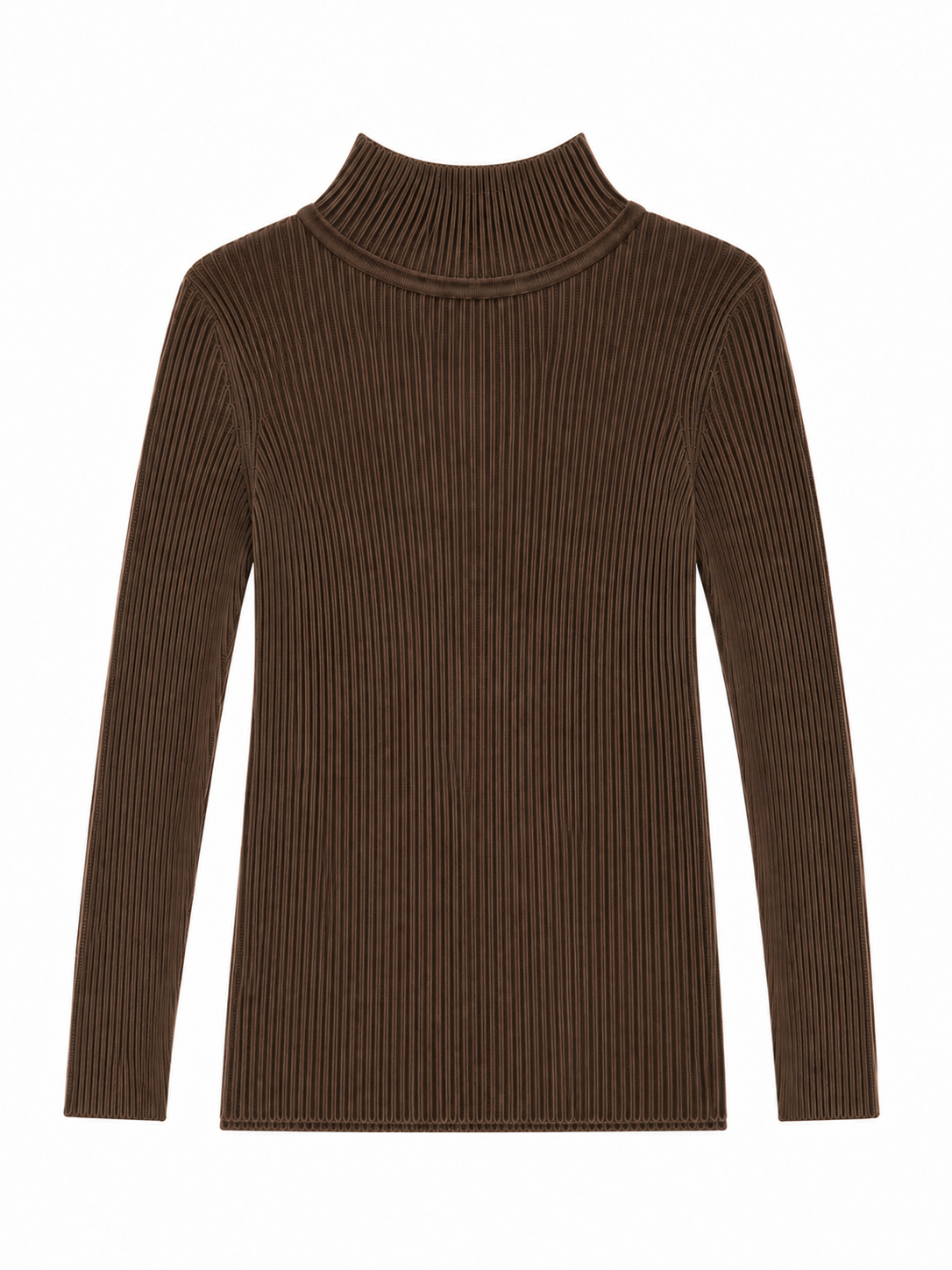 Brown ribbed mock turtleneck sweater for toddlers, kids and preteens.
