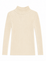 Ivory ribbed mock turtleneck sweater for toddlers, kids and preteens.
