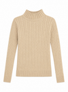 Tan Cable Knit Turtleneck Sweater