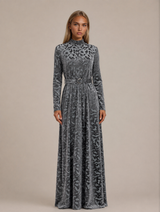 KAIA Silver Mist Belted Maxi Dress