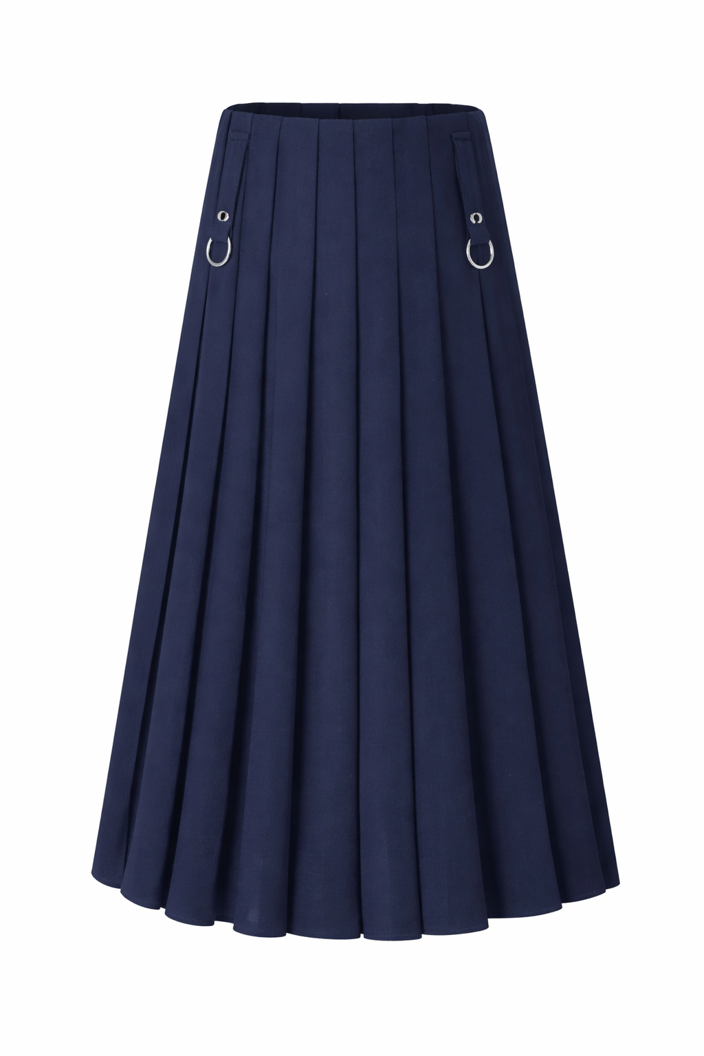 34" Buckle Detail Pleated Skirt Navy