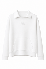 Luxury Top With Classic Collar Neckline And Refined Logo Detail Of White
