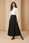 37" Black D-Ring Pleated Maxi Skirt