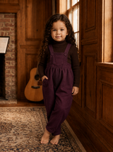 Burgundy Suede Suspender Romper