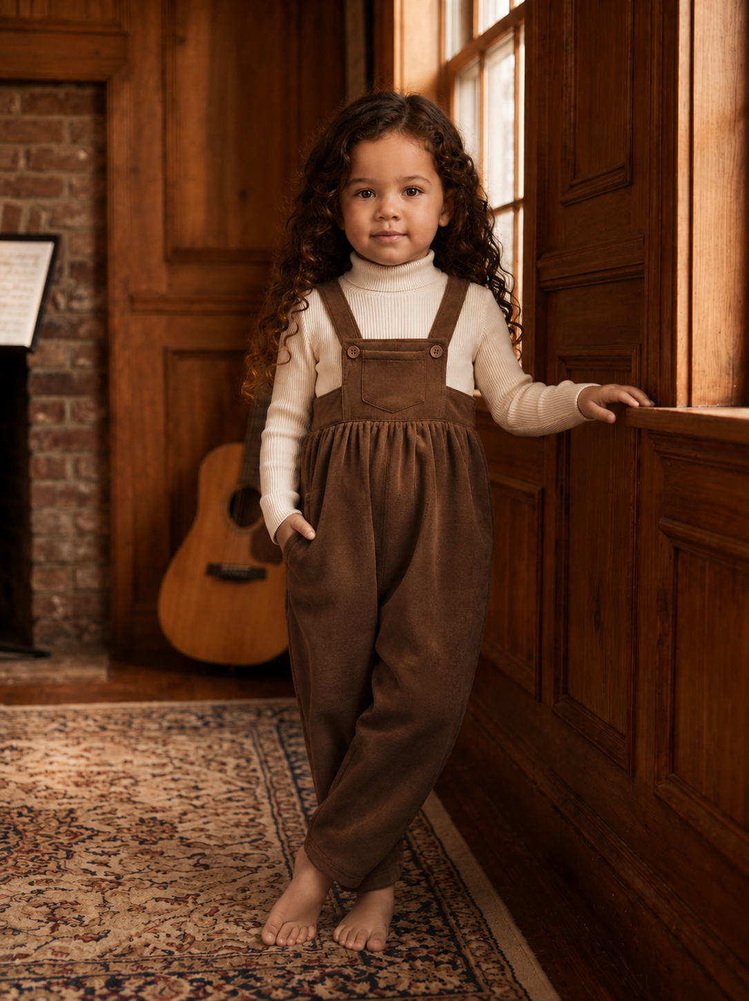 Brown Suede Suspender Romper