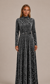 KAIA Silver Mist Belted Maxi Dress