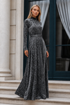 KAIA Silver Mist Belted Maxi Dress